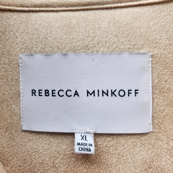 REBECCA MINKOFF Women's Teddy Sherpa Shirt Jacket Extra Large Cream Tan Faux Fur - Picture 3 of 11